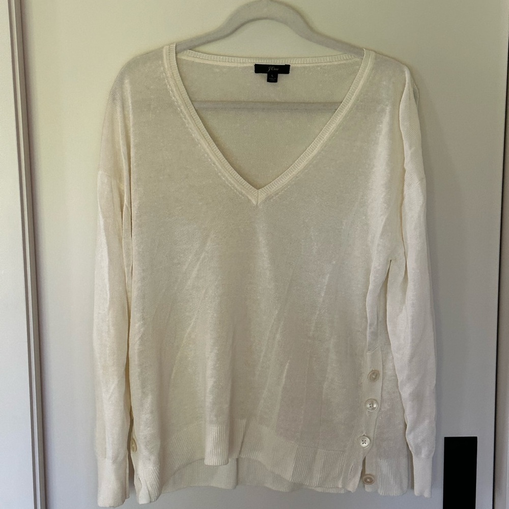 J. Crew Cream Linen Blend Sweater